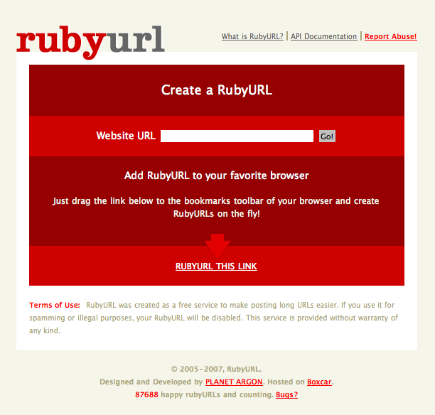 RubyURL homepage