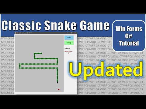 YouTube Video for Classic Snake Game Tutorial in C#