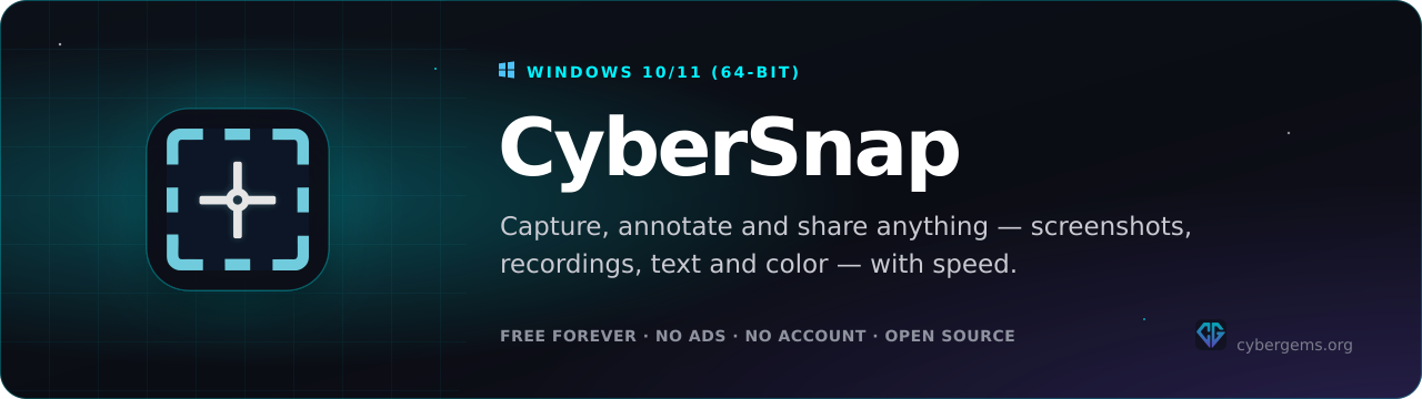 CyberSnap — capture, annotate and share screenshots, recordings, text and color with speed