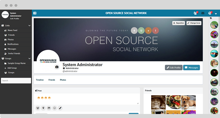 open source social network profile page