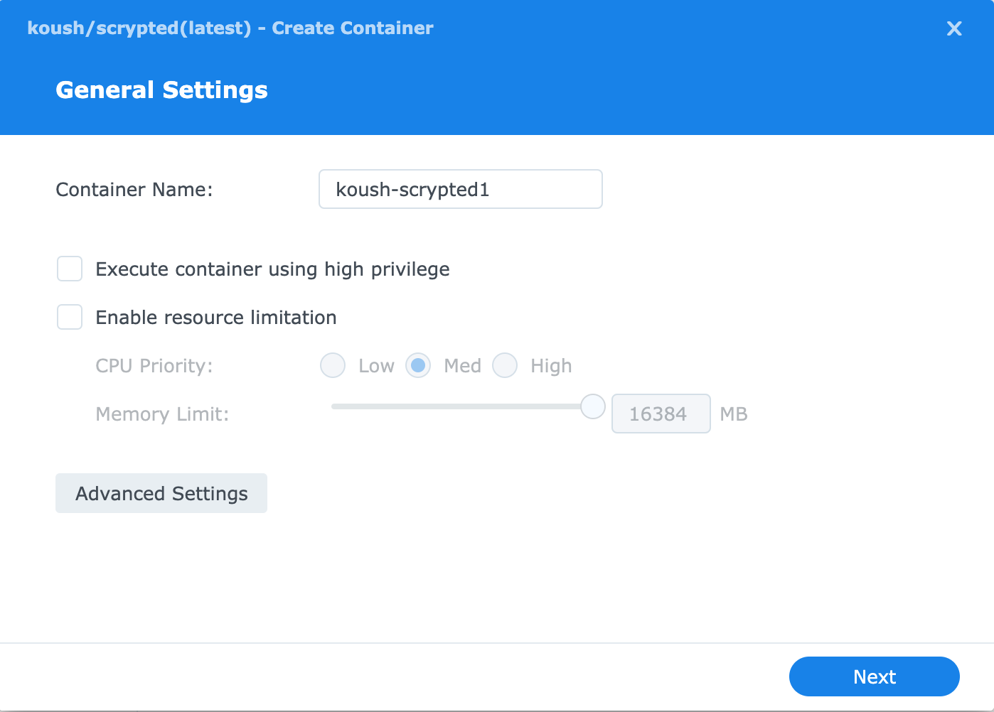 Picture of general settings-page