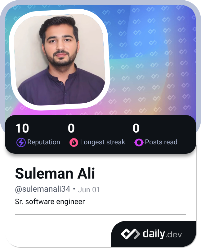 Suleman Ali's Dev Card