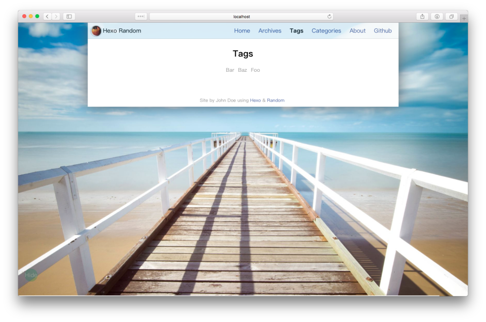 hexo theme random screenshot tags cloud 