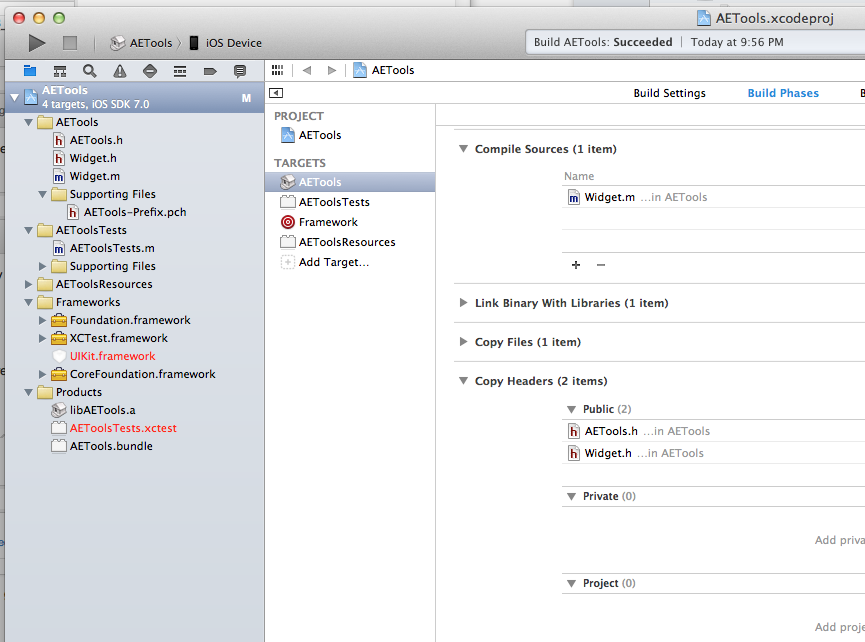 Xcode 5 Test Static Framework