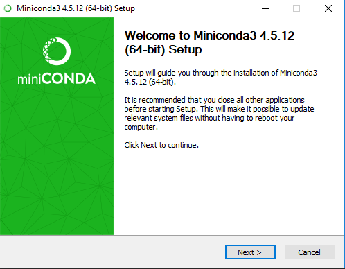 Miniconda Installer page