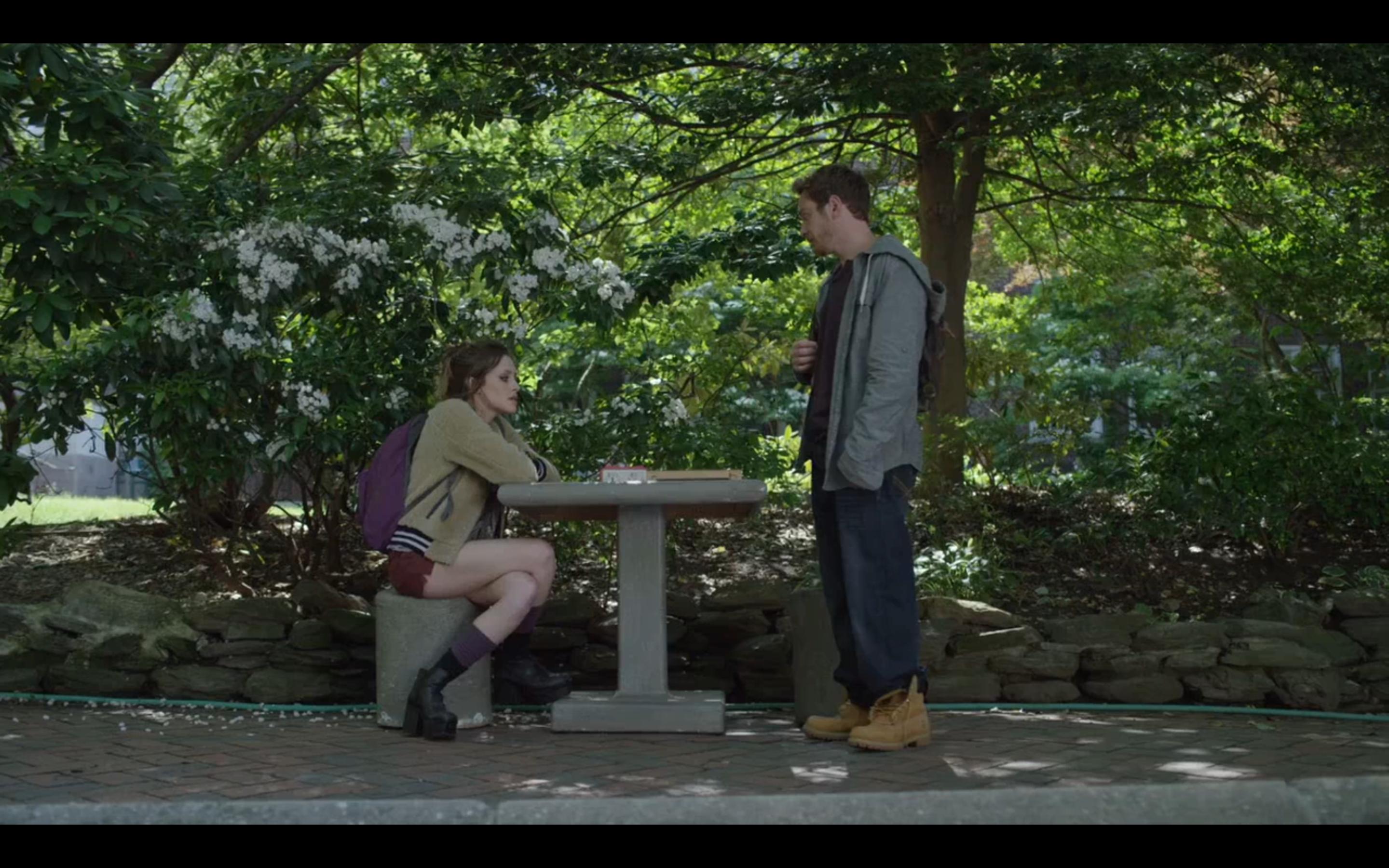 Cisco meets Darlene at a Chess table in a park, angered that she hacked him, :robot: screenshot 📷