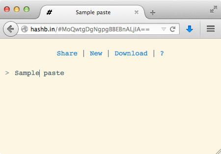 A sample HashBin paste