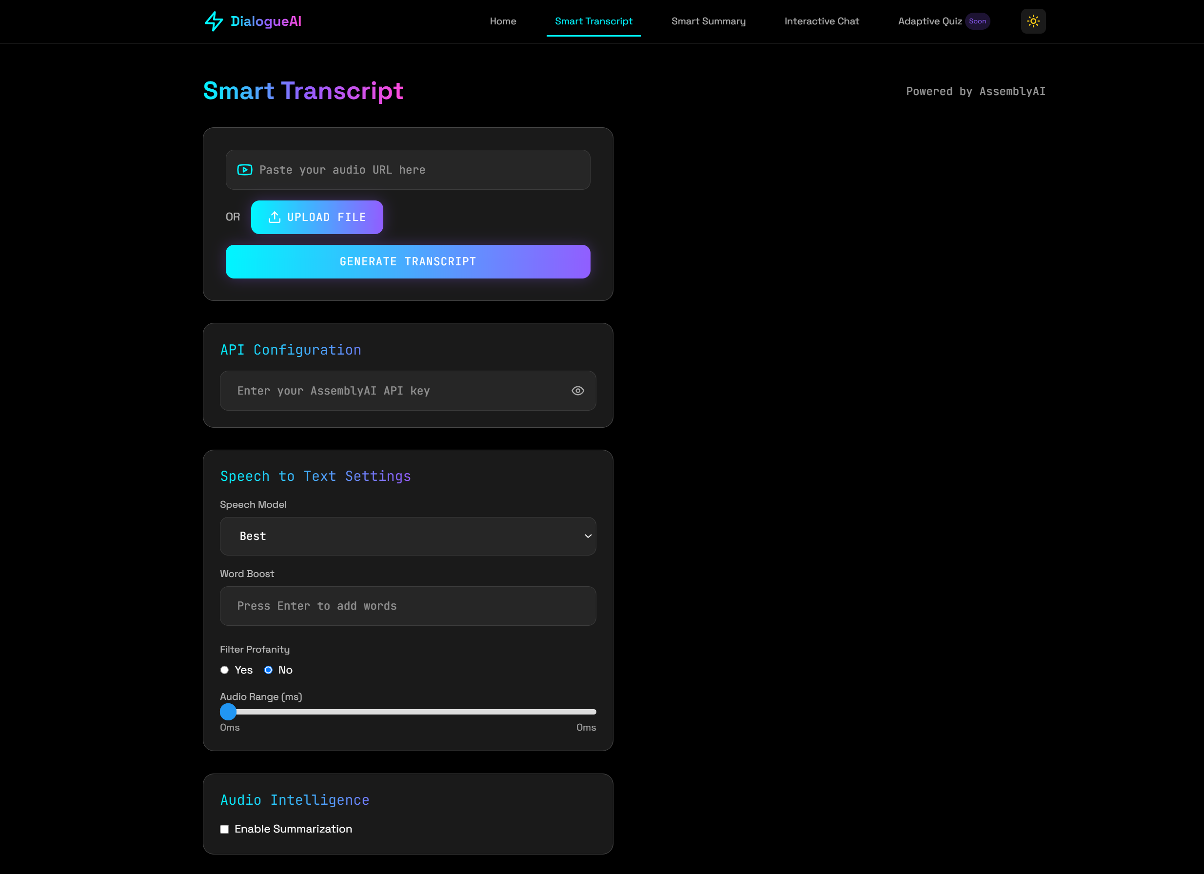 Interactive Speech-to-Text Configurations