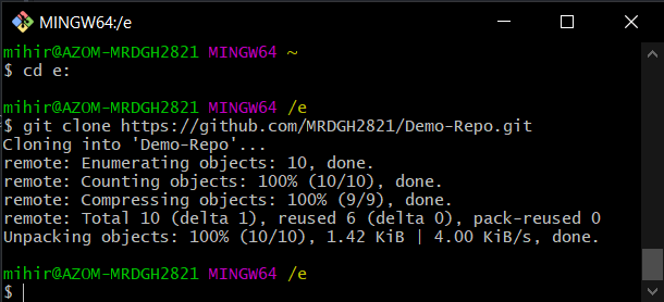 Cloning repo via Git Bash