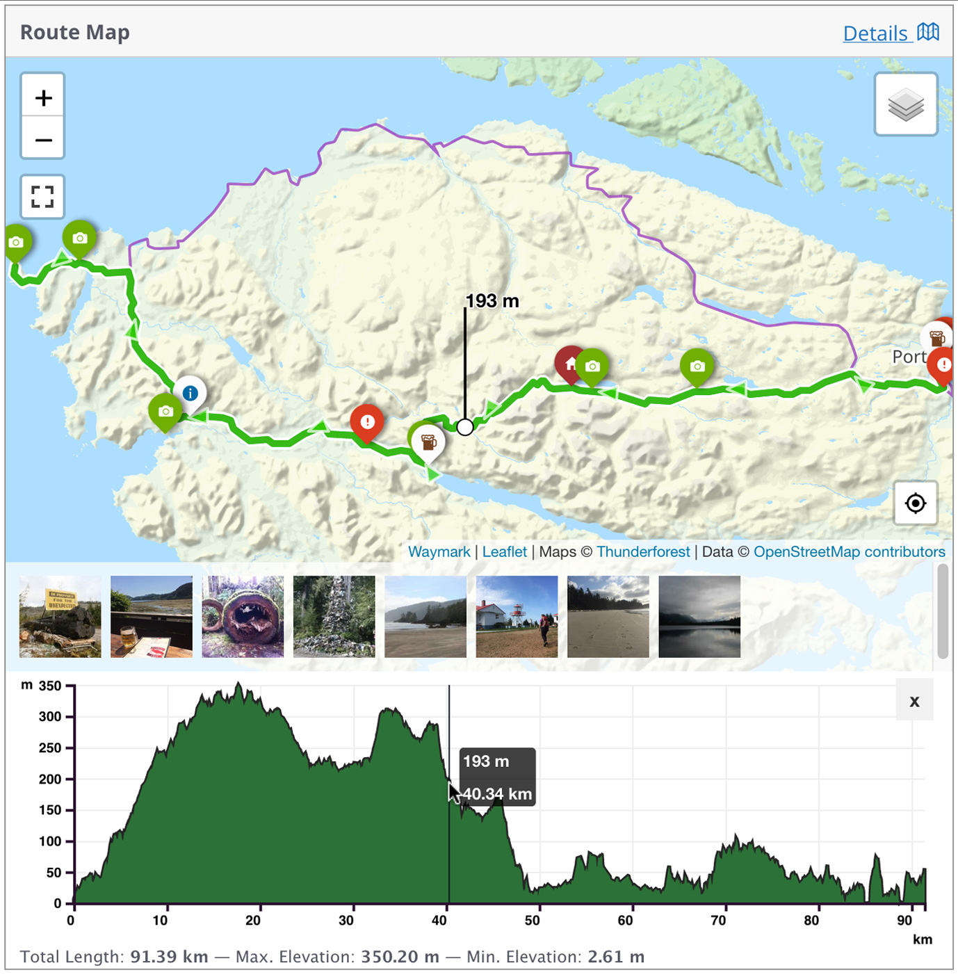 Add Overlays (Markers, Lines and Shapes) to create detailed interactive Maps. You can import/export from GPX/KML/GeoJSON.