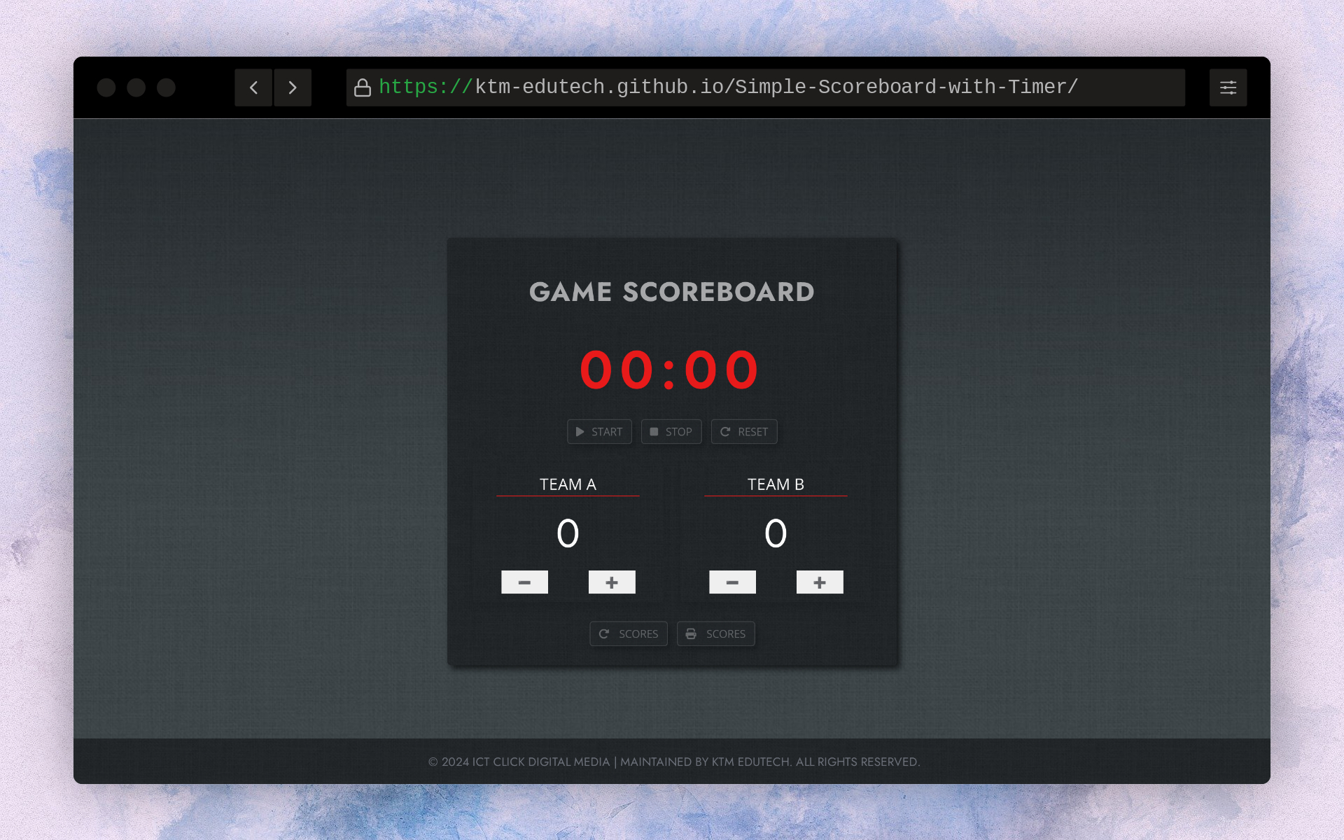 Simple Scoreboard Screenshot