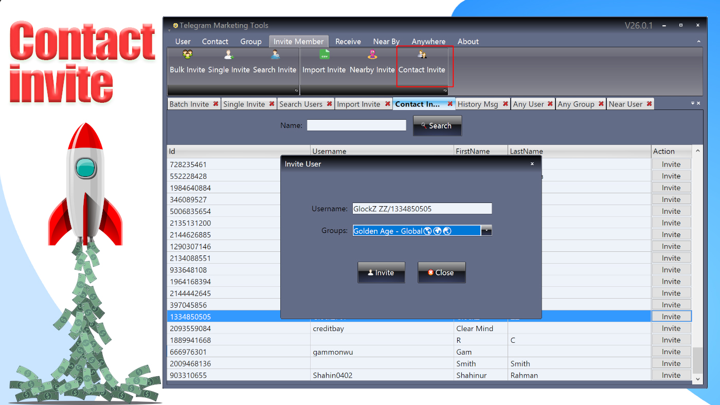 Telegram Marketing Tools Bulk Scraper/Extract/Add/Search/Invite Member|Join Group 45.1.1