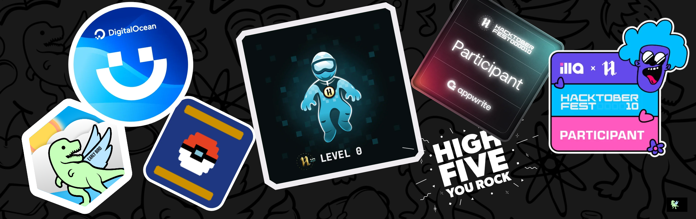 An image of @lopster568's Holopin badges, which is a link to view their full Holopin profile