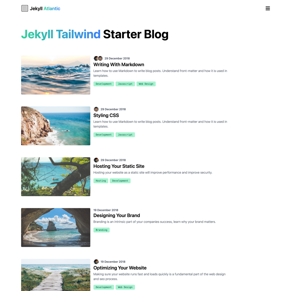 Jekyll Atlantic Theme screenshot