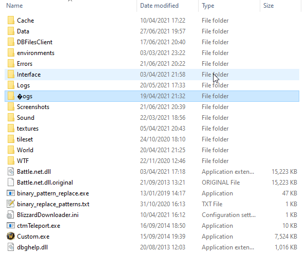 WoW Folder with bad Logs folder