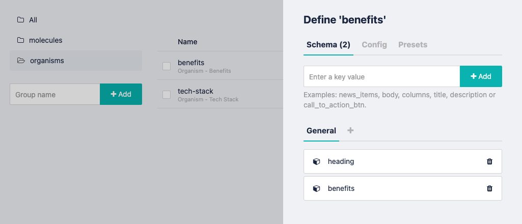 Benefits Storyblok schema