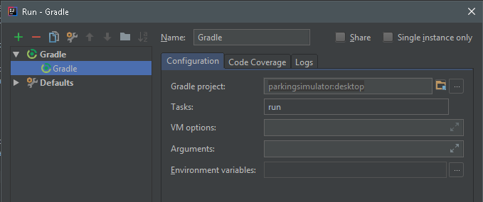 Intellij Gradle run