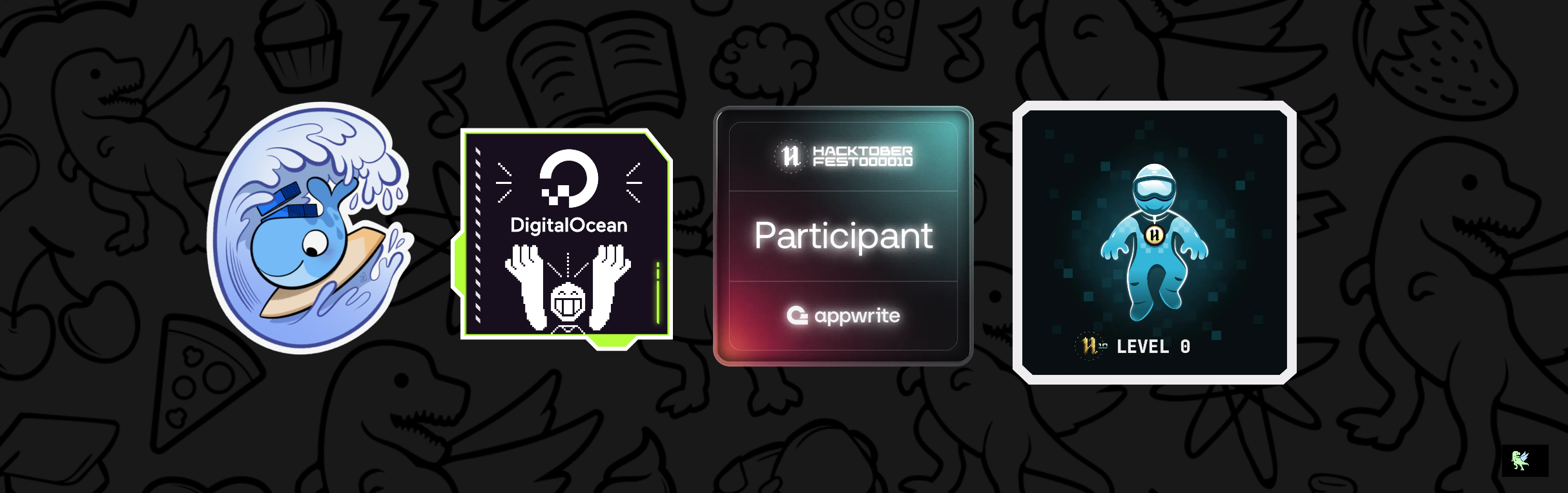 An image of @fearthedev's Holopin badges, which is a link to view their full Holopin profile