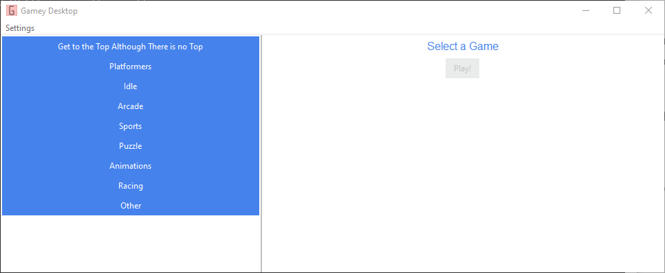Gamey Desktop GUI Screenshott