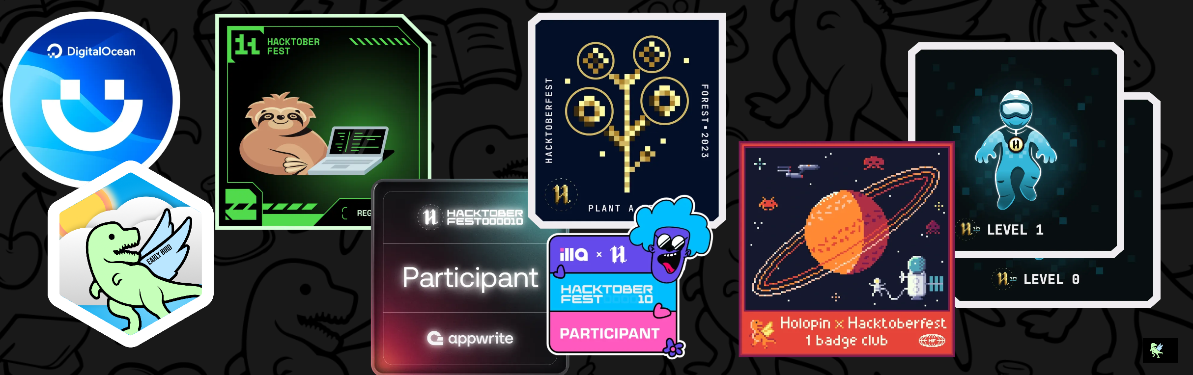 An image of @randmon's Holopin badges, which is a link to view their full Holopin profile