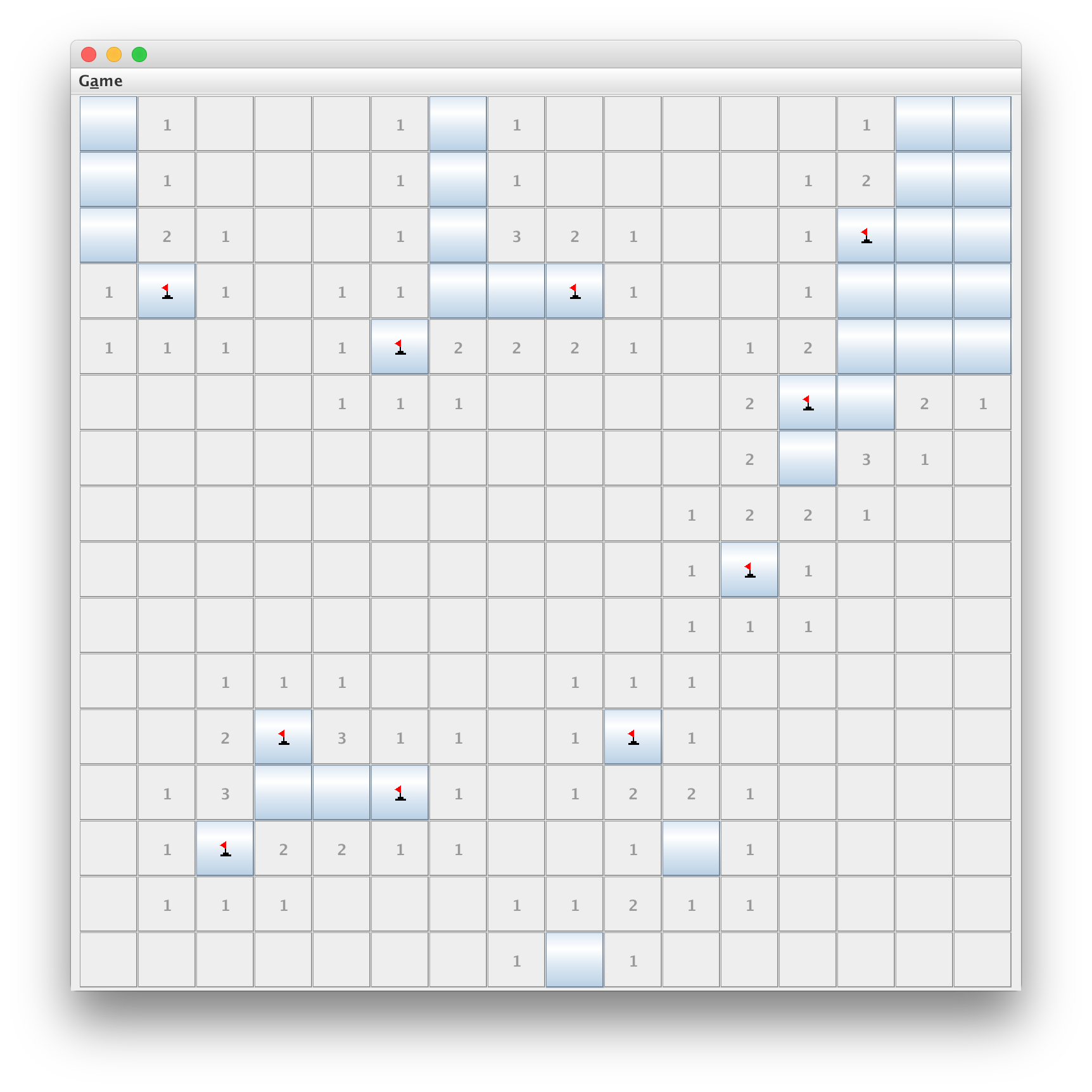 Screenshot of MineSweeper game