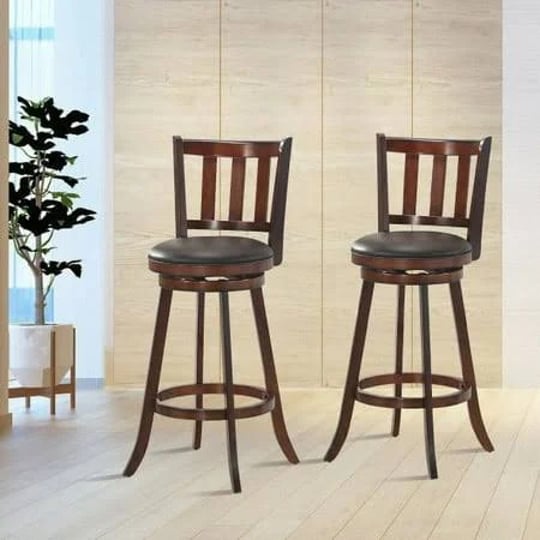 set-of-2-wood-swivel-counter-height-dining-pub-bar-stools-with-pvc-cushioned-seat-31-inch-1