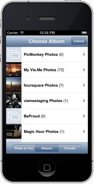 Choose photos from your albums