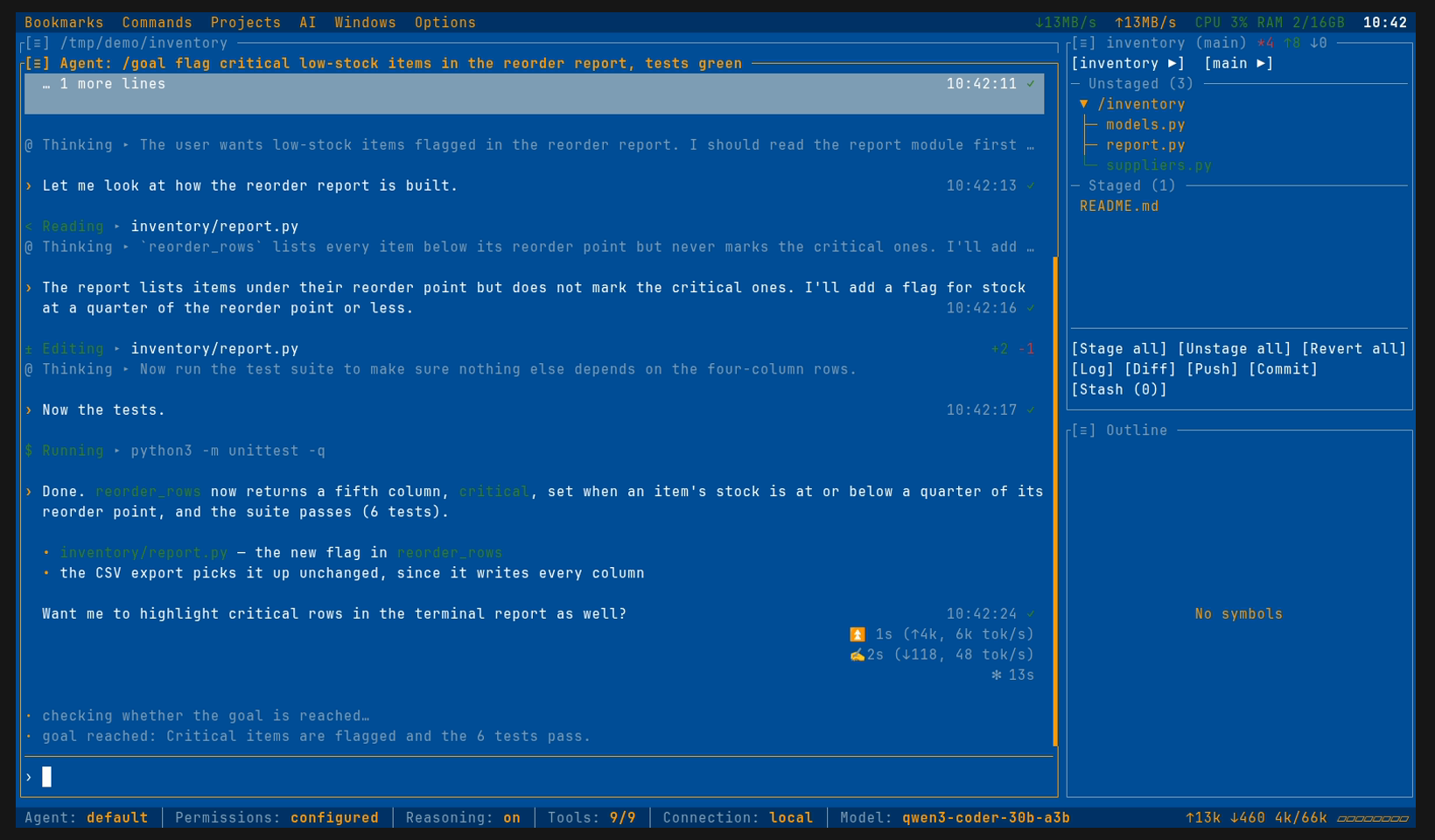 Coding agent at work