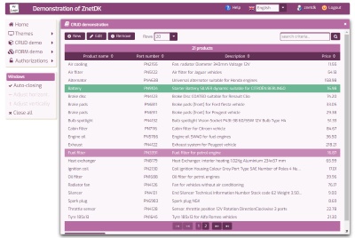 Screenshot of the ZnetDK demo App with office template