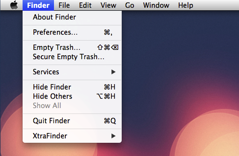 Finder Top Bar