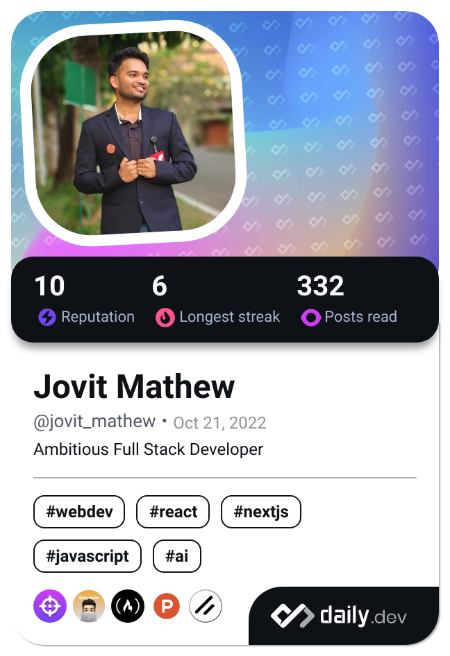 Jovit Mathew's Dev Card