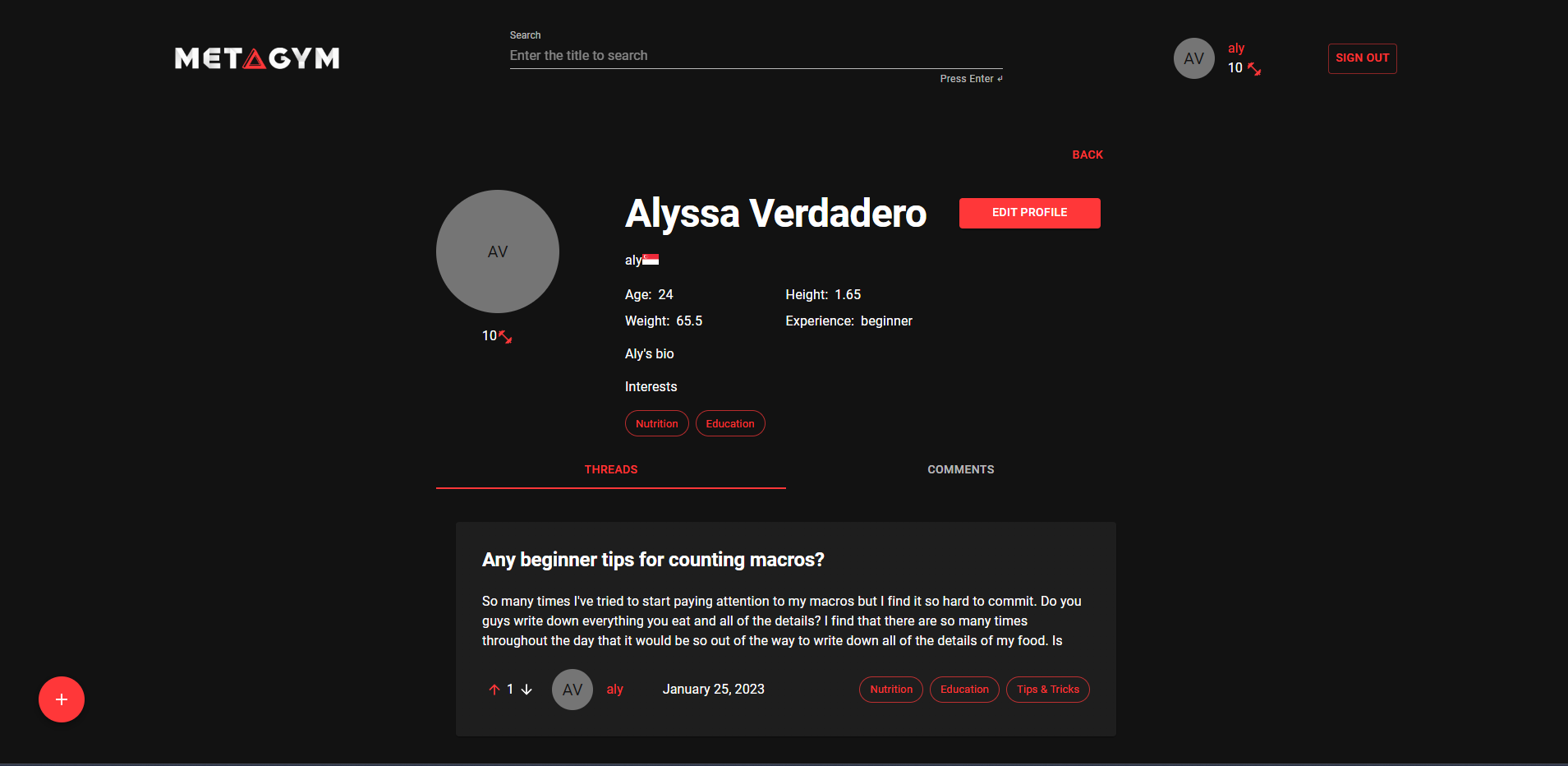 Profile Page