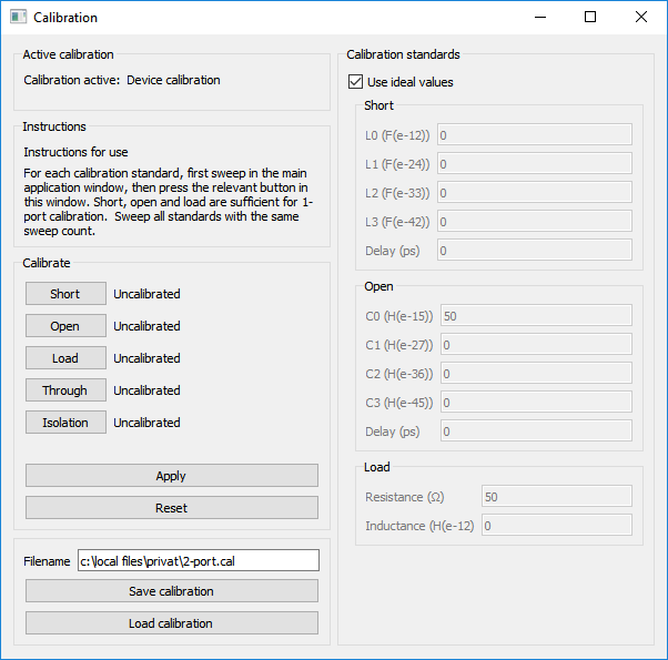 Screenshot of Calibration Window