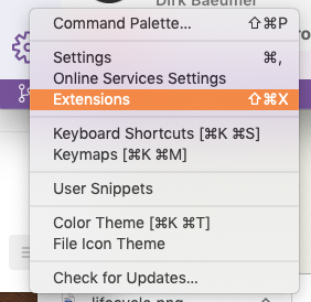 Settings, Extensions