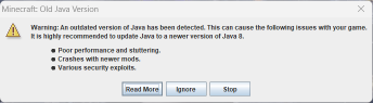 Outdated Java Version message