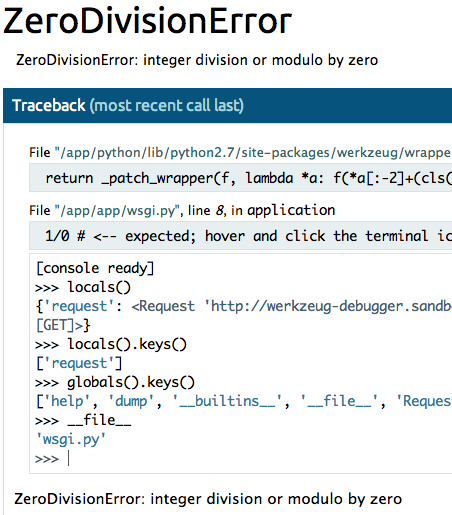 Screenshot of the debugger