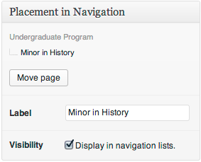 The “Navigation Attributes” metabox replaces the built-in “Page Parent” and “Menu Order” dropdowns