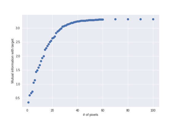 Top k-pixels mutual information