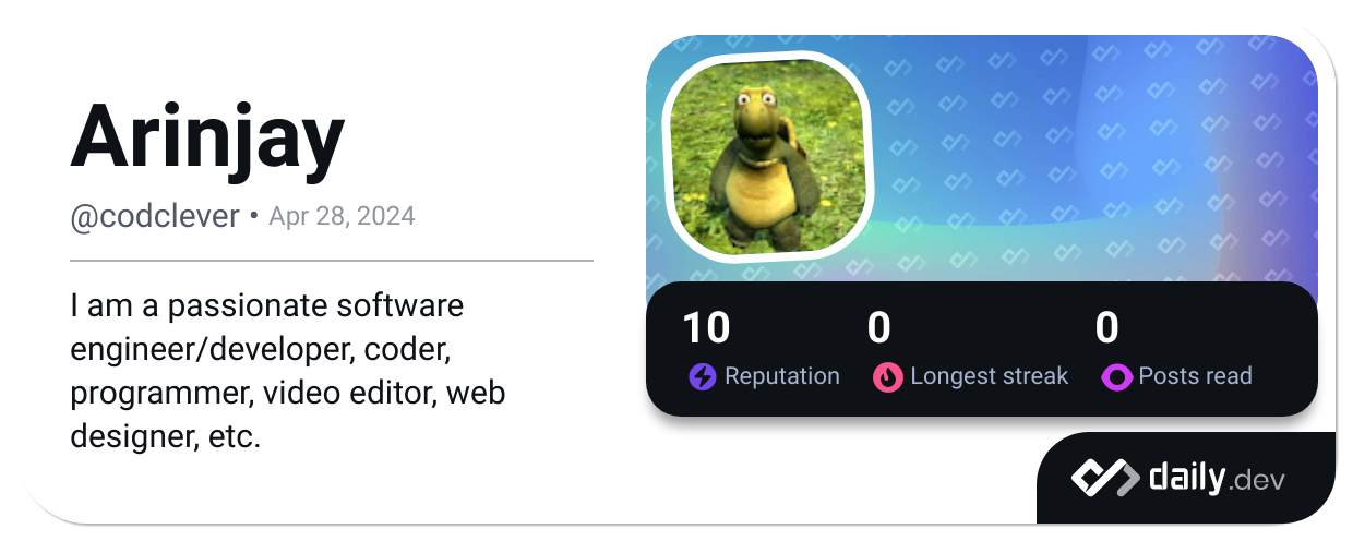 Arinjay's Dev Card