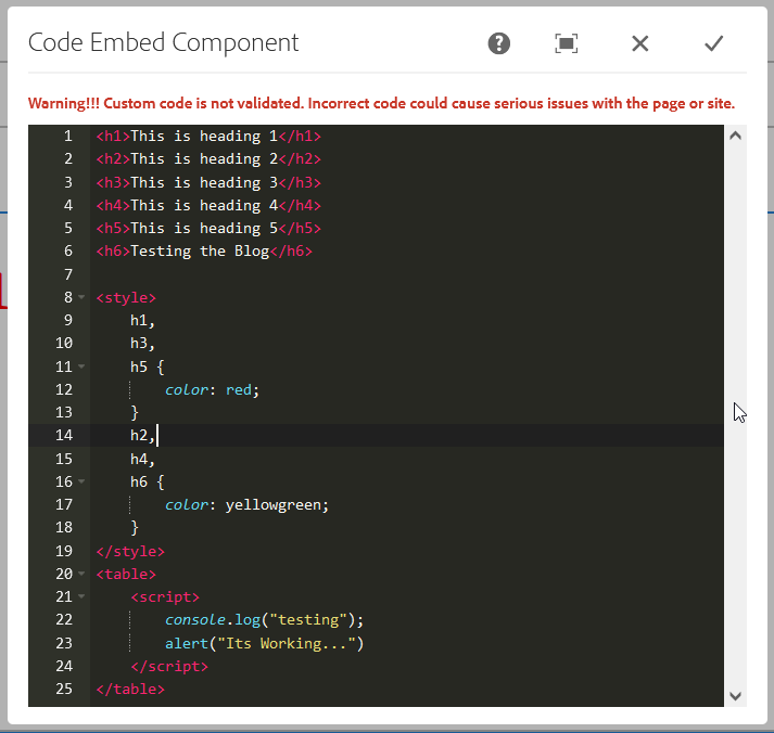 AEM Code Embed Component