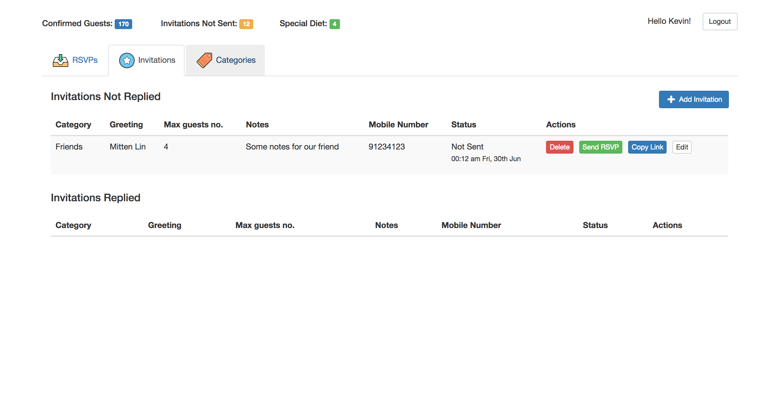Control Panel Page
