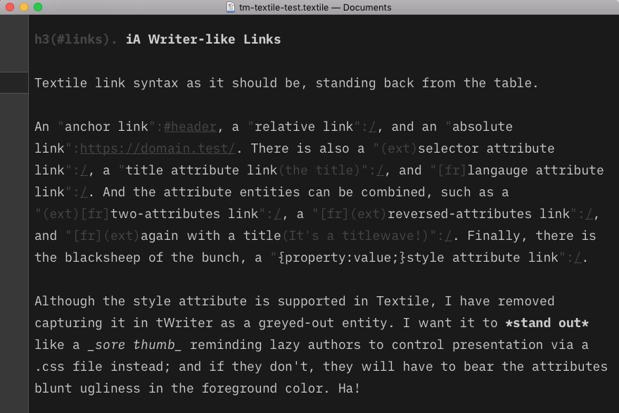 iA Writer-like Textile links