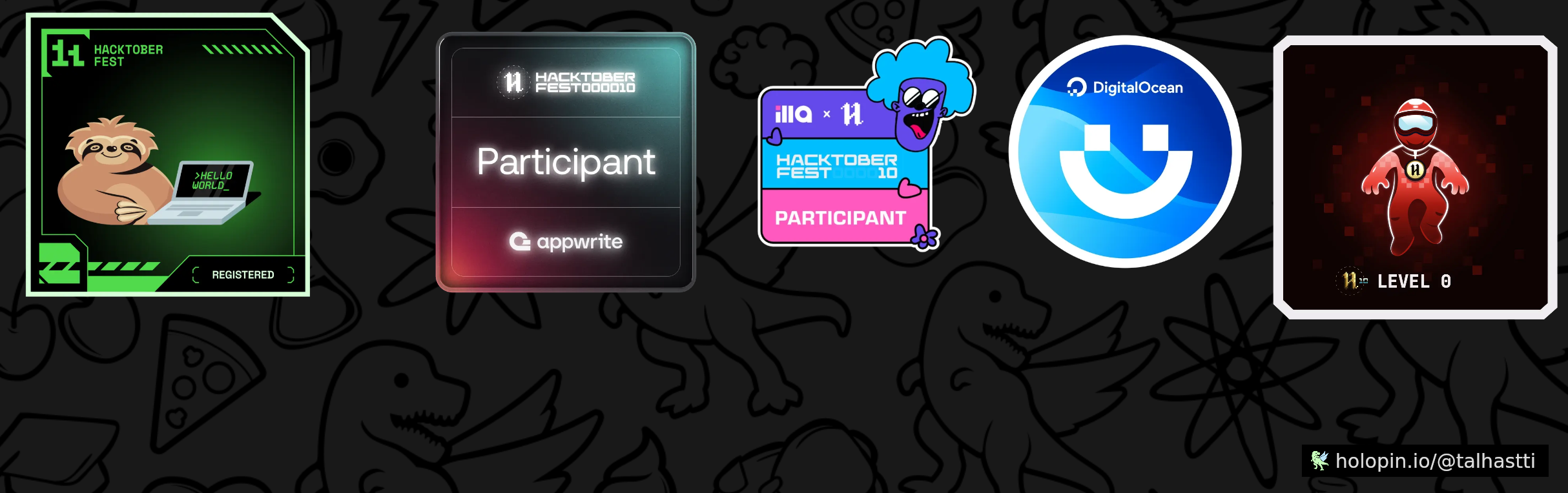 An image of @talhastti's Holopin badges, which is a link to view their full Holopin profile