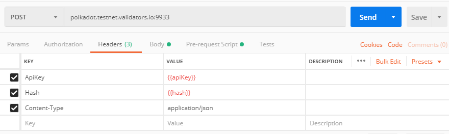 Postman headers setup