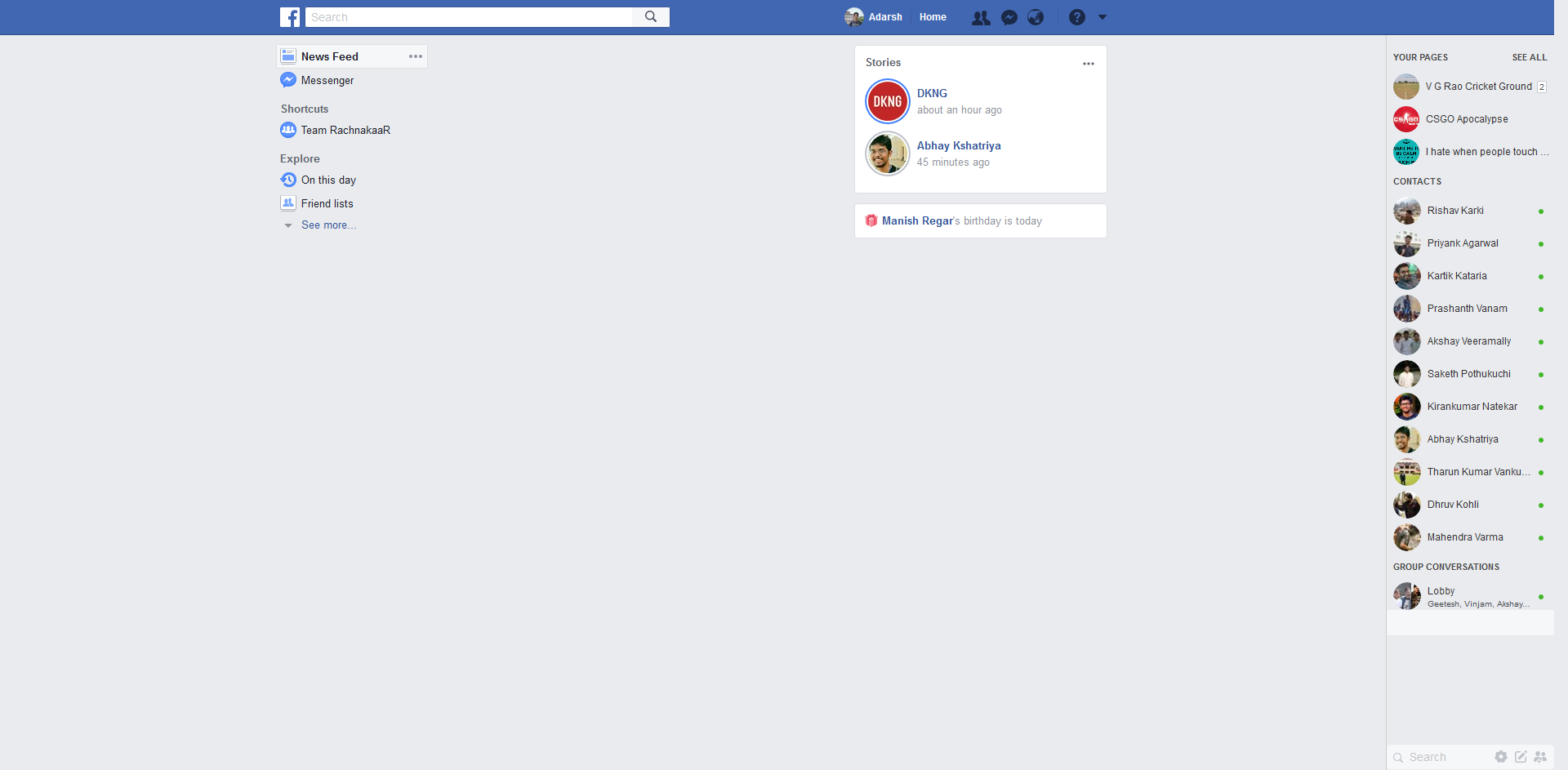 Modified Facebook Homepage