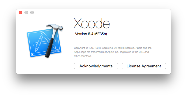 Xcode v6.4 About Dialog