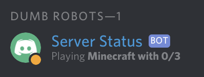 Server Status (bot) is online. 0/3 players are online.