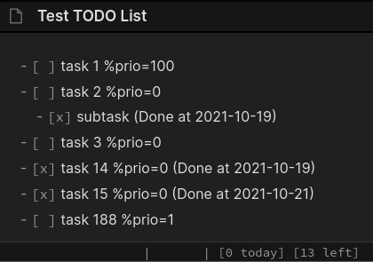 a screenshot of a test todo list