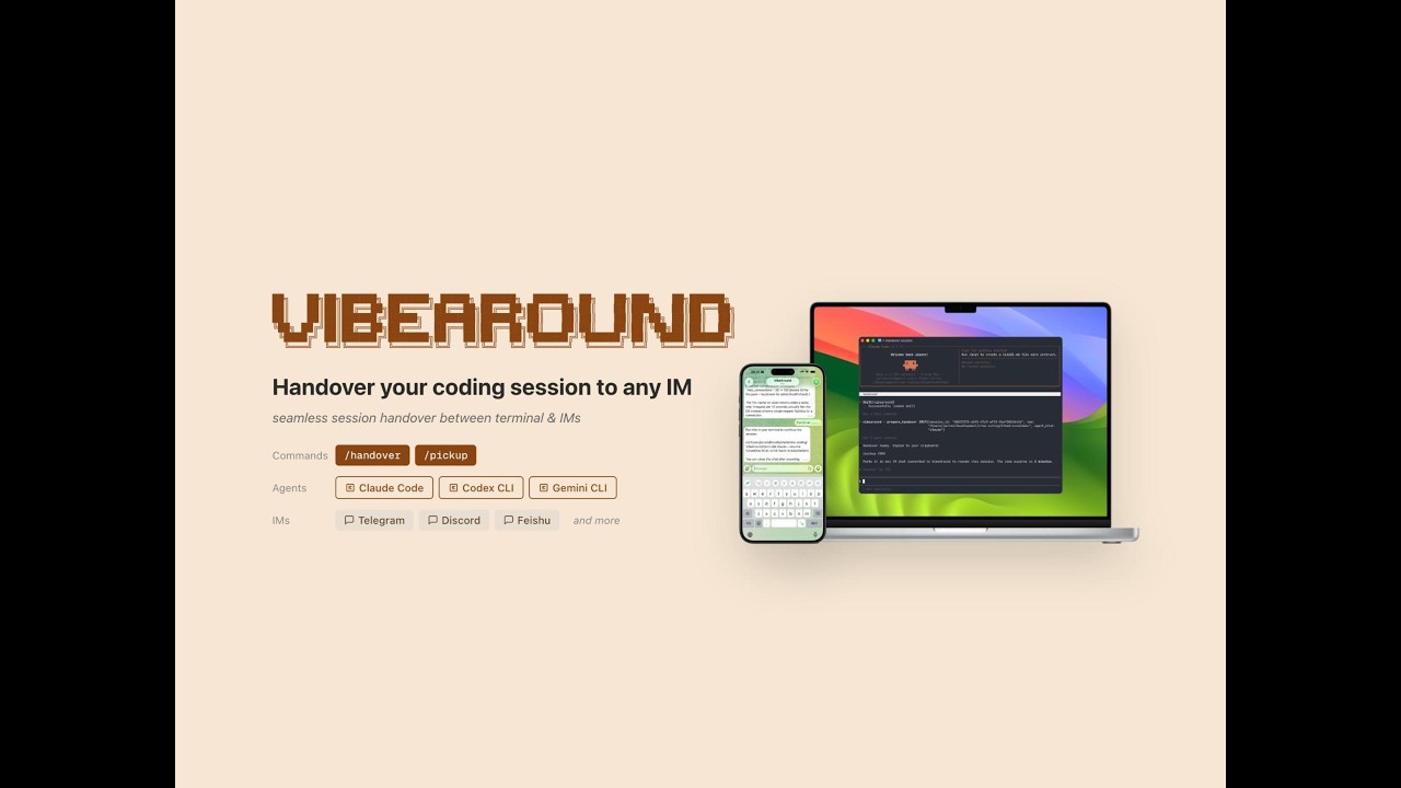 VibeAround demo - local coding agents across desktop, browser, and messaging