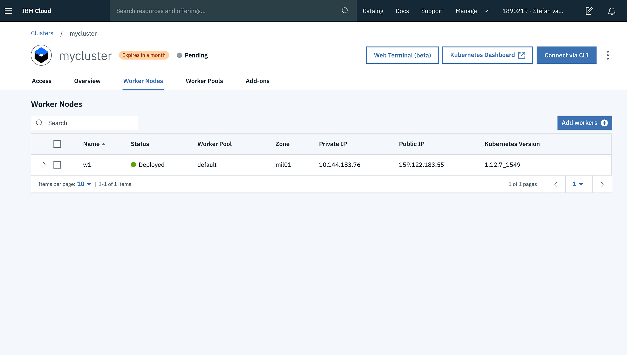 IBM Cloud — Yes! After 35 minutes we got our Kubernetes Service cluster running!